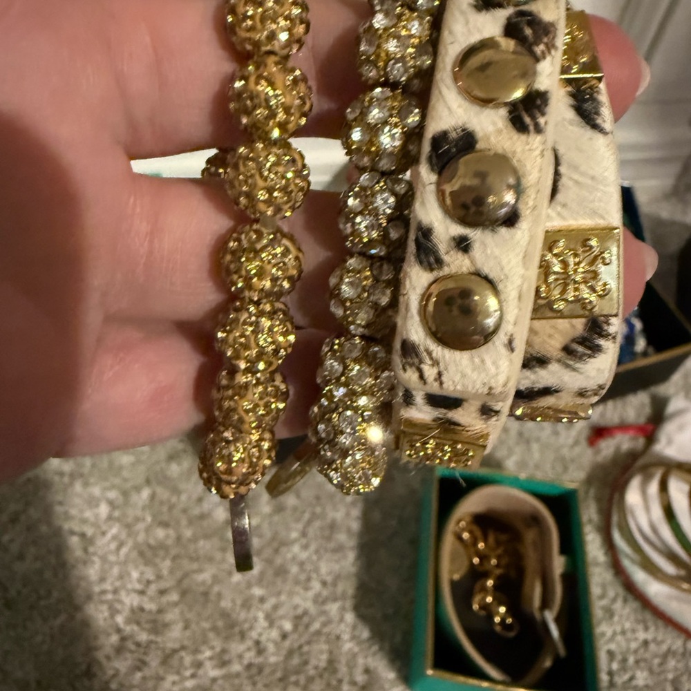 Rustic Cuff Gold and Leopard Print Bracelets Set